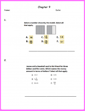 Distance Learning- Gr. 4, Go Math, Chapter 9 Modified Assessment using Google Forms